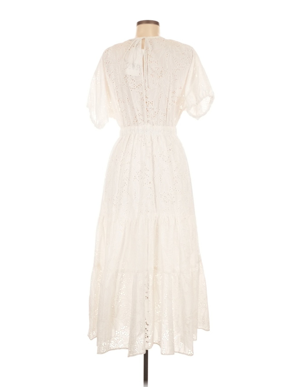 Zara Medium White Eyelet Cutout Midi Dress Boho Cottagecore NWT - Picture 3 of 7